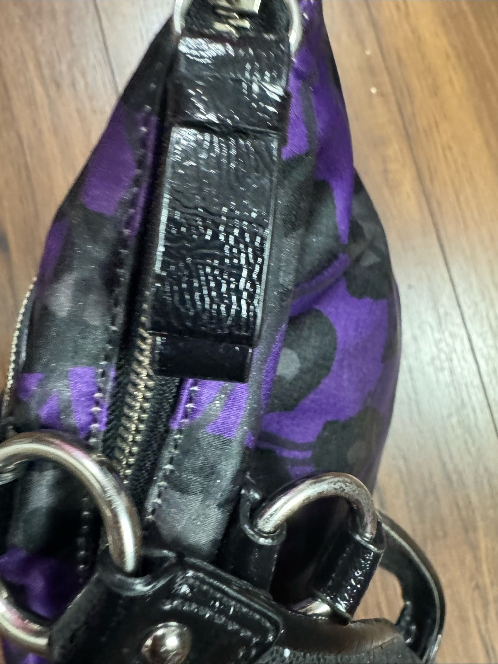 Coach Poppy Glam F20048 Purple Black Ocelot Leopard Large Tote Y2K - Picture 13 of 14